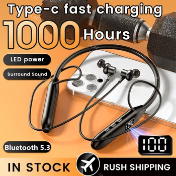Sy8 Безжични Слушалки Bluetooth 5,3 Слушалки с Шейным Ръб LED Супермощная Водоустойчива Спортна Магнитна Слушалка Handfree с Микрофон