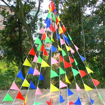 (15x24 см) 50 метра Сватбен Фестивал на Триъгълници Флаг Празнична Овесени ядки Декор Парти за Рожден Ден Гирлянда Сватбена Украса на Дома Вимпел