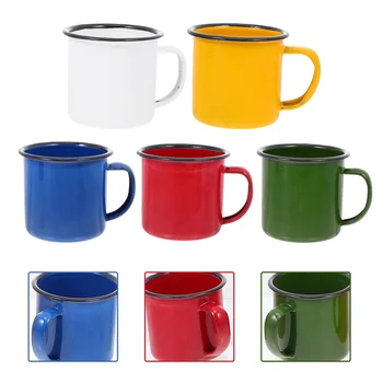 5шт Емайлирани Чаши Старинни Чаши За Пиене Кафеена Чаша Млечна Чаша Малки Винени Чаши (Различни Цветове)