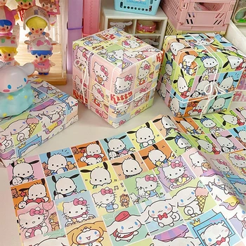 Sanrio Здравей Kittys Опаковане На Коледни Подаръци Скъпа Mymelody Kawaii Cinnamoroll Корицата На Книгата На Хартия Урок Матов Фон Играчки За Момичета