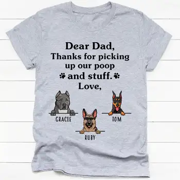 Памучен тениска с графичен принтом, благодаря ви, че ми се качват на какашки и друго, Тениска на поръчка, Персонализирани подаръци за любителите на кучета