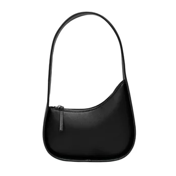 дамска чанта от Естествена Кожа, Однотонная Ежедневна чанта с цип, чанта през рамо, проста стилна реколта чанта с голям капацитет