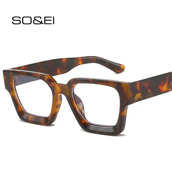 SO & EI Модни Квадратни Очила в Рамки, Женски Прозрачни Очила с Анти-Синя Светлина, Реколта Мъжки Оптични Точки В Синьо-Зелена Рамка