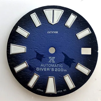 Dial S-Watch буквален циферблат с морски уши 28,5 мм, тъмно син буквален подходящ за площ механизъм nh35 силна нощна светлина