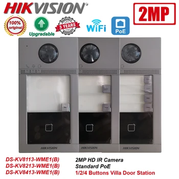 Hikvision 2MP HD DS-KV8113-WME1 DS-KV8213-WME1 DS-KV8413-WME1 POE 1/2/4 Бутони видео домофон Врата Станция Телефон звънец