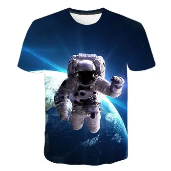 2021 Летни Тениски с 3D Изображение на Астронавти, Ежедневни Мъжки Дамски Детски Модни Тениски С Къс Ръкав За Момчета и Момичета, Детски Тениски С Принтом, Стръмни Върхове, Тениски