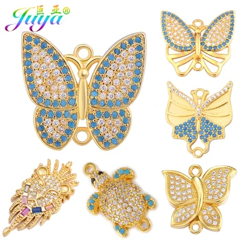 Juya Аксесоари За Бродерия Доставка САМ Злато със сребърно покритие Пеперуди Чар Конектори За Производство на Модни Обеци Гривни