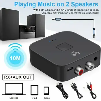 Bluetooth 5,0 RCA Аудиоприемник APTX 3.5 мм AUX Жак Музикален Безжична Bluetooth Адаптер NFC за Автомобилни Телевизори, Компютърни Тонколони