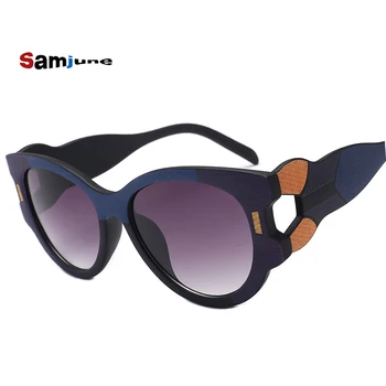 Samjune Oversize Слънчеви очила с кошачьим око женски 2018 тенденция модни очила маркови дизайнерски слънчеви очила дамски нюанси