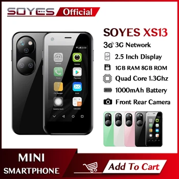 SOYES XS13-H 2,5-инчов мини-мобилен телефон Android с 3D-стъкло, Слот за карта памет, с две SIM-карти, 5-мегапикселова камера, Google Play Store, Симпатичен смартфон