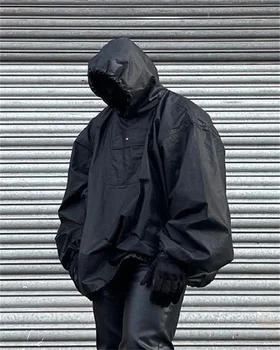 Kanye YE Patch Rushsuit High Street Ветрозащитная яке с качулка 1: 1 Мъжко и женско Супер Свободно палто