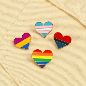 ЛГБТ Гейовете Les Pride Любов Сърцето Брошки Дъгова Емайл на Жени Метална Бутон на Иконата Дрехи Раница Игли С Ревери Бижута Подаръци Приятели