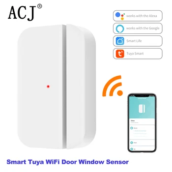 САМОЛЕТА WiFi Sasha Smart App Control Сензор за Отваряне и Затваряне на Врати, Прозорци, Детектор, Съвместим С Алекса Google Home Smart Life App Control