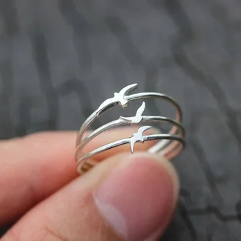 Просто мода petrel пръстен, пръстен от три части, определени ins елемент пръстен вятър чайка пръстен