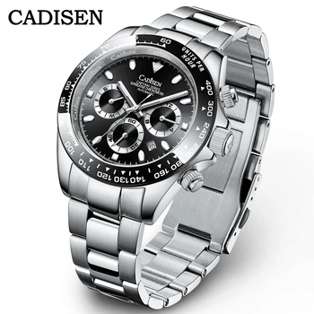Нов CADISEN висок клас Марка Мъжки Спортни Автоматични Часовници Сапфировые Водоустойчив Хронограф От Неръждаема Стомана Луксозни Reloj Hombre