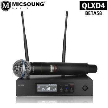 Цифрова Безжична Система QLXD4 UHF Професионален Безжичен Микрофон с Двоен Истинско Разнообразие да се изяви на сцената в караоке Beta58 SM58