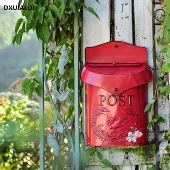 Европейски стил iron ретро пощенска кутия, запечатана кутия за предложения, кутия за вестници, сватбен градински декор пощенска кутия за дома