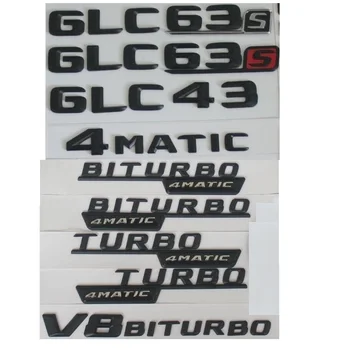 3D Матово Черно Багажника Букви, Емблеми Икони Стикер за Mercedes Benz GLC43 GLC63 V8 двигател V12 БИТУРБИРОВАННЫЙ AMG 4MATIC